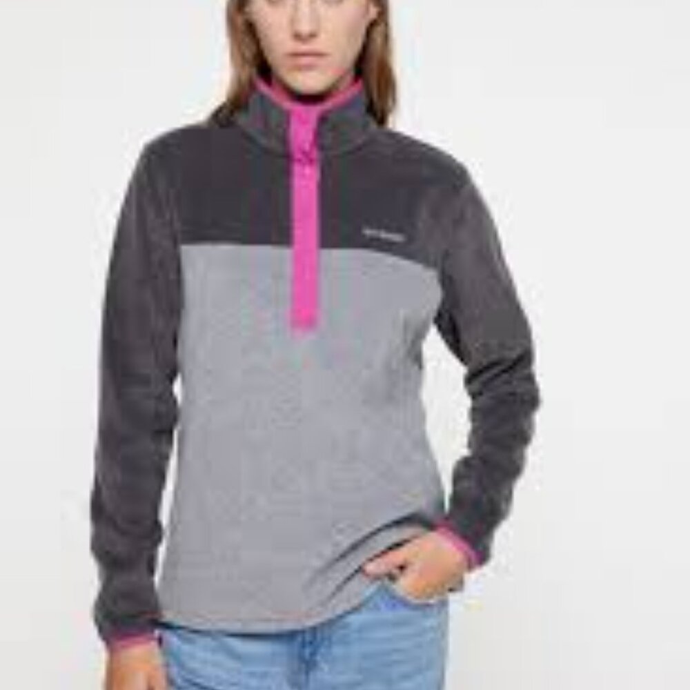 Columbia Women's Gray Black Benton Springs Long Sleeve Fleece Pullover Size M